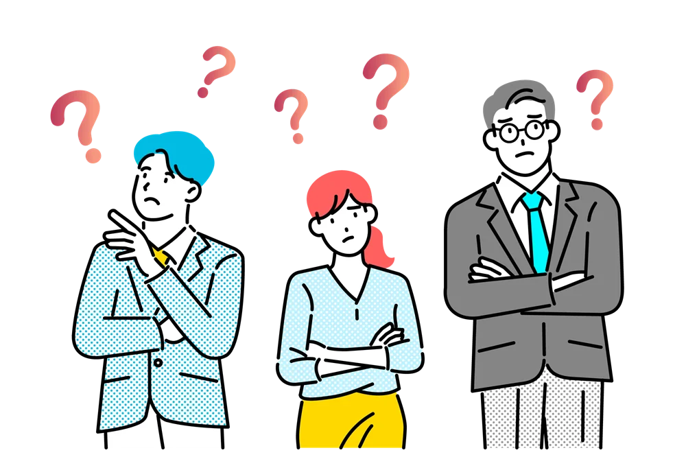 困っている3人のイラスト